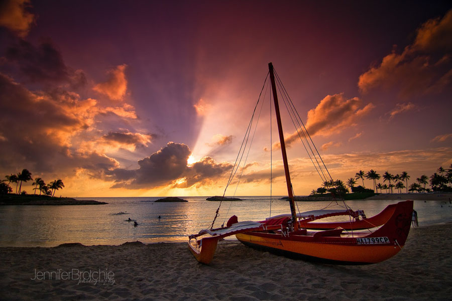 hawaii landscape lagoons outrigger sunset photo