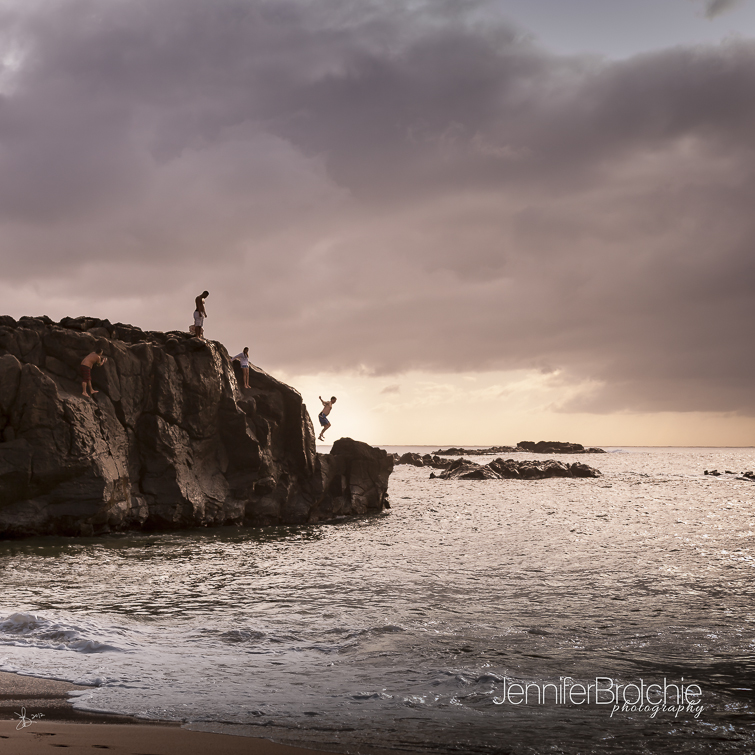 Hawaii Family and Wedding Photographer at Waimea Bay at the Rock