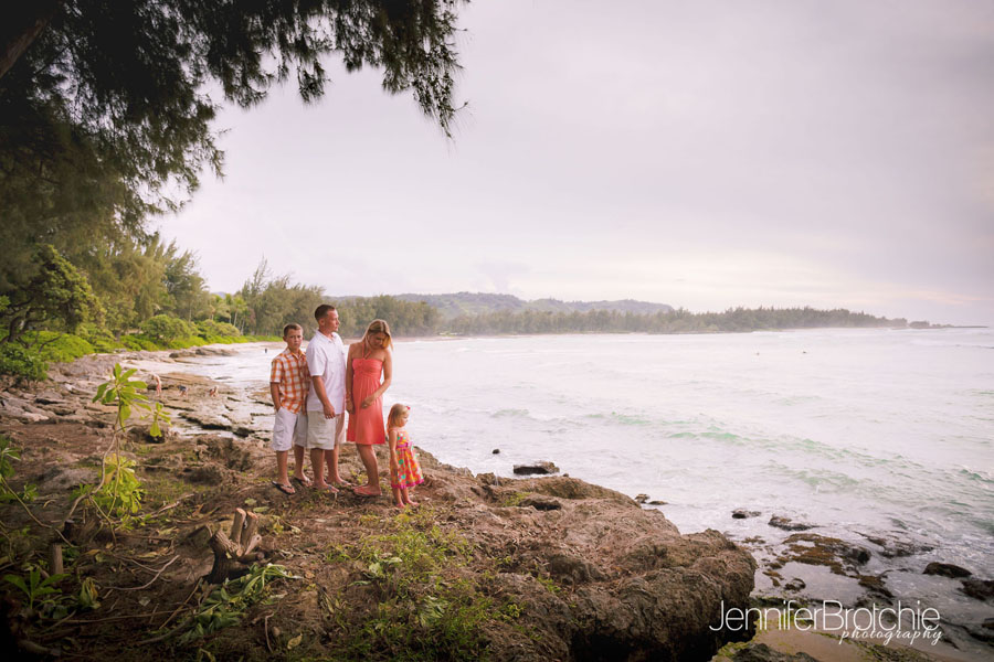 Family beach portraits at North Shore, Oahu with professional photographer