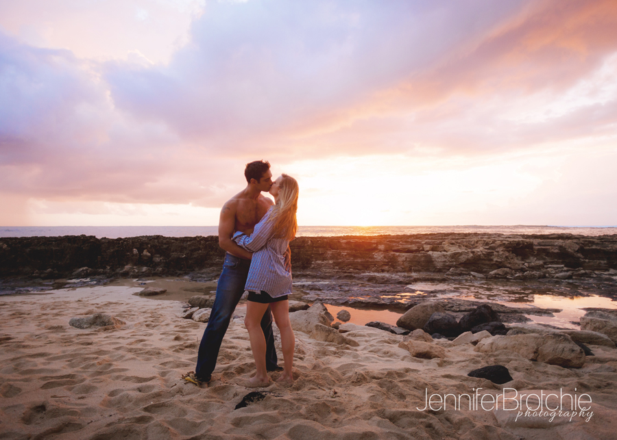 oahu hawaii sunset engagement professional photo