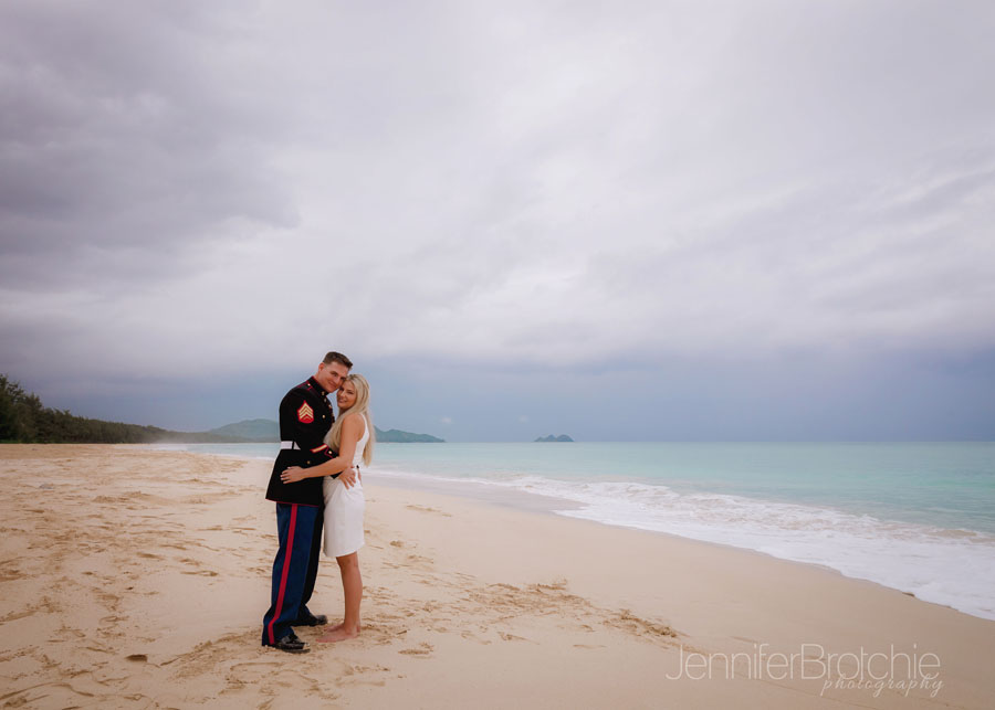 oahu waimanalo beach wedding couples engagement picture