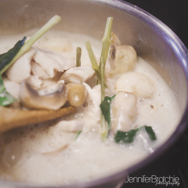 thai coconut lemongrass soup, thai food recipes, food photography, oahu professional photo