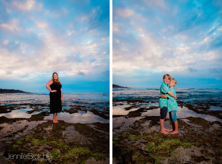 oahu turtle bay resort, north shore, family photography on the beach, sunset