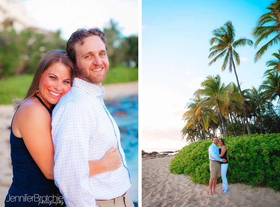 Engagement session at the beach in Oahu. Professional photographer.