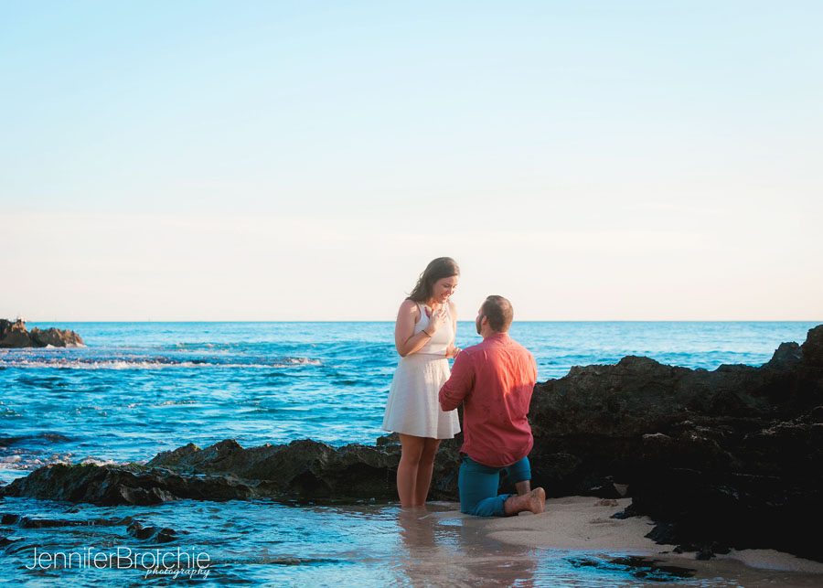 Oahu Surprise Engagement Photographer, Sunset Beach Photos on Oahu, Family Vacation Beach Pictures on Oahu, Couples Photography on the Beach in Hawaii