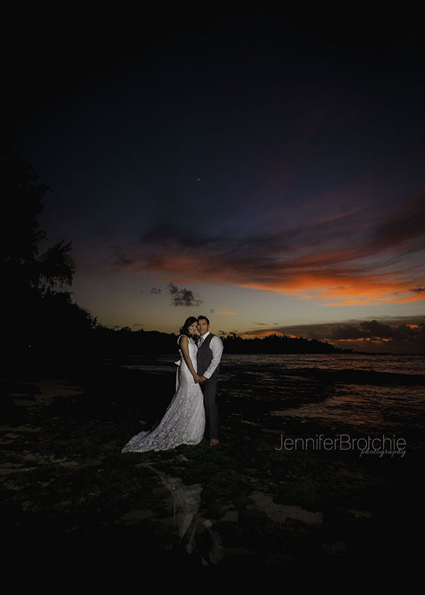 Oahu Wedding Photographer, Elopement Photos on the Beach, Oahu Family Photographer, Sunset Photos at the Beach Surprise Elopement and Engagements