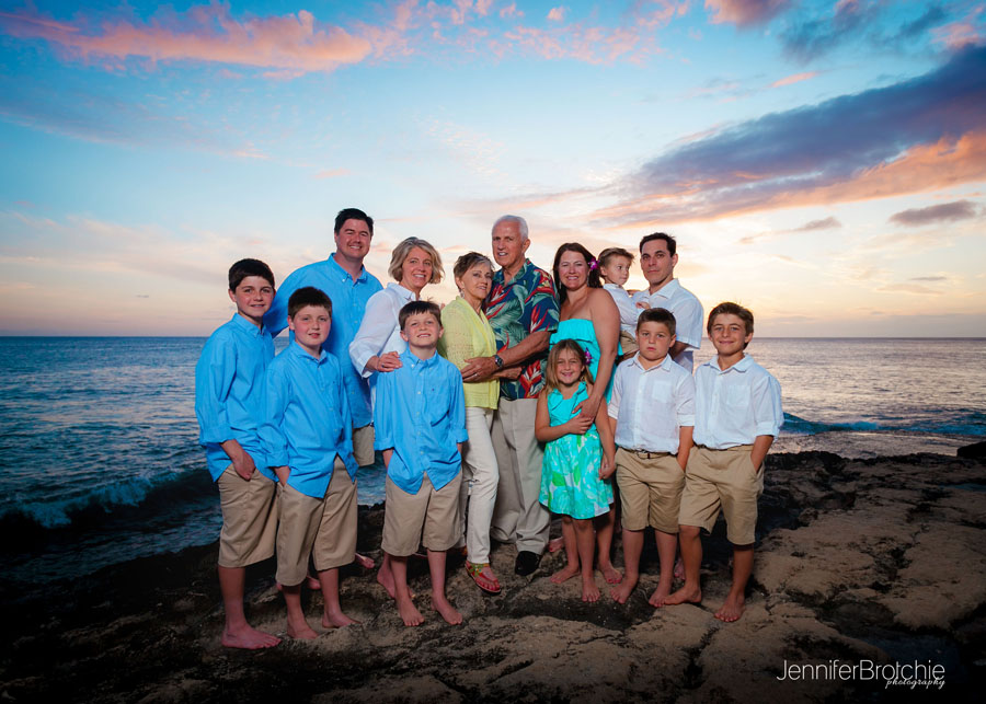 Photographer in Oahu, KoOlina Professional Photographer, Vacation Beach Pictures in Hawaii, Turtle Bay Resort Sunset Photos,  Hawaii Childrens Photographer, Large Group, Anniversary Photos