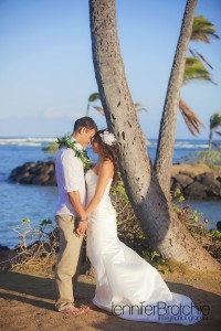 This bride got married in Hawaii and chose to wear her hair long and flowing.